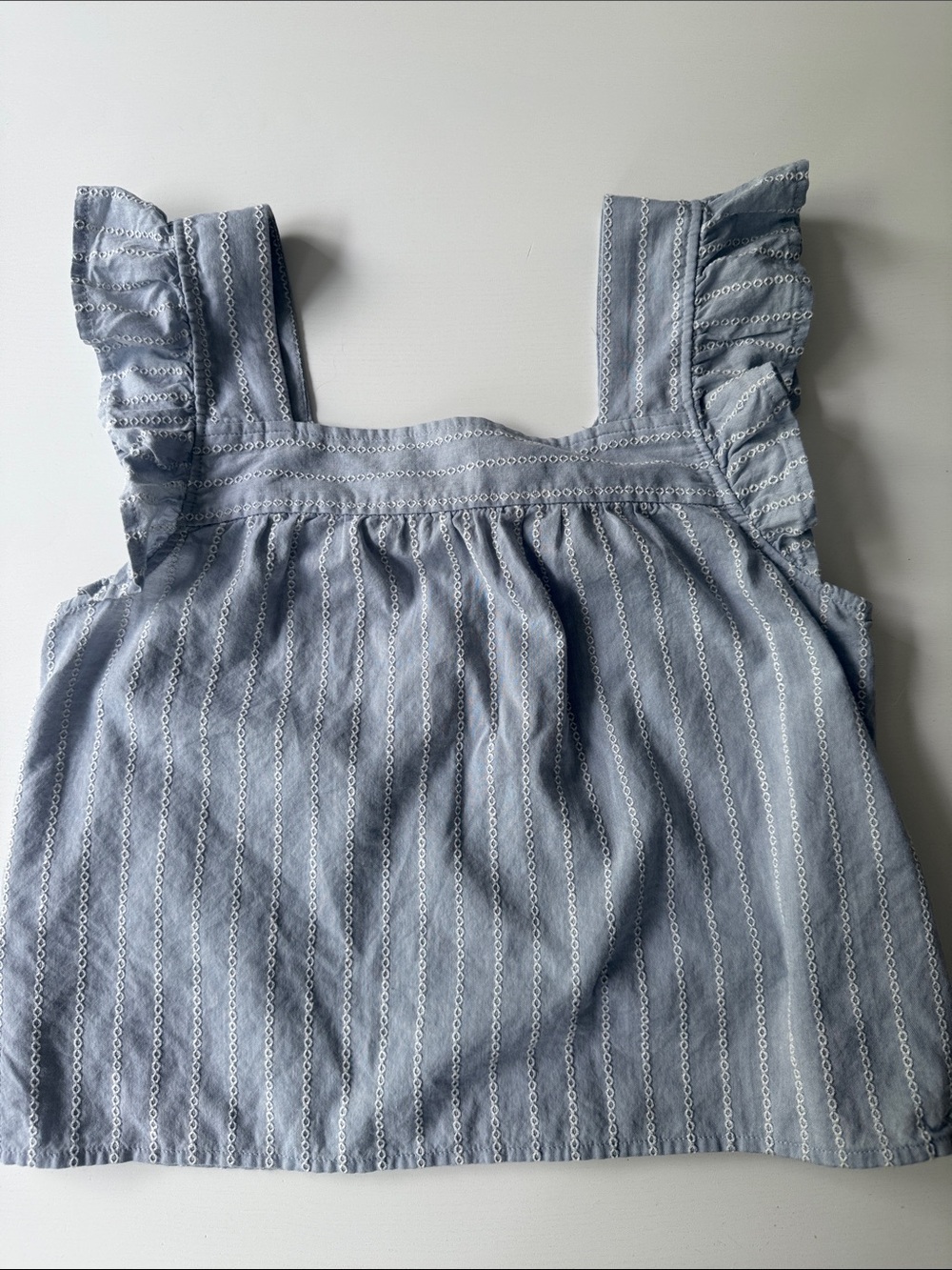 Madewell Light Gray Striped Ruffle Strap Tank - Picture 6 of 9